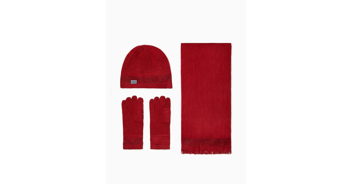 red hat scarf and gloves set
