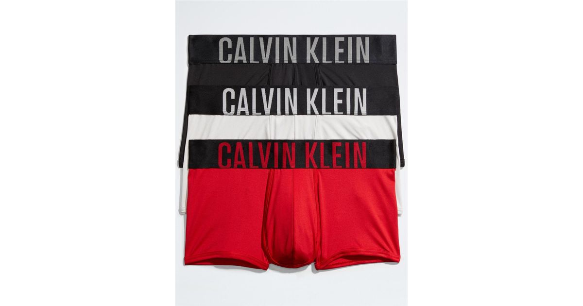 Calvin Klein Intense Power Micro 3-pack Low Rise Trunk in Red for Men