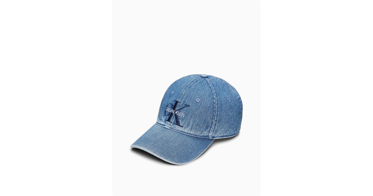 Calvin Klein Denim Monogram Logo Cap in 