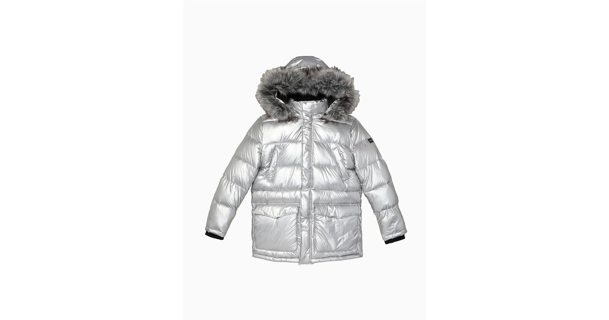 calvin klein metallic puffer jacket