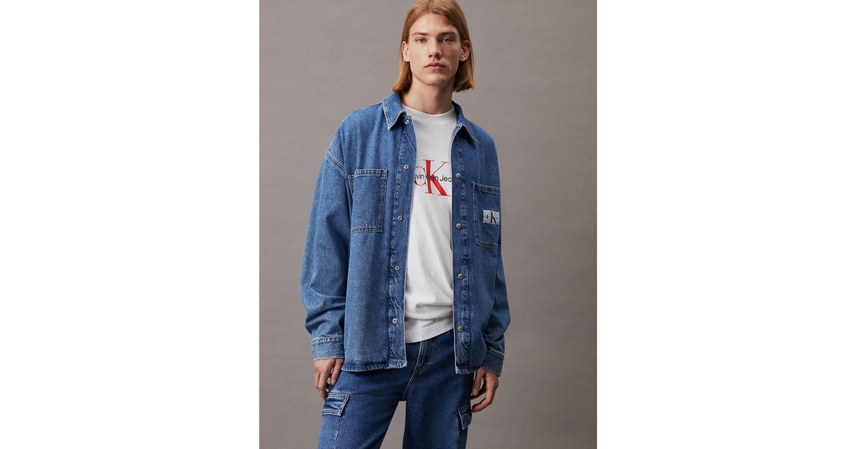 Calvin Klein Oversized Denim Shirt Jacket in Blue for Men Lyst UK