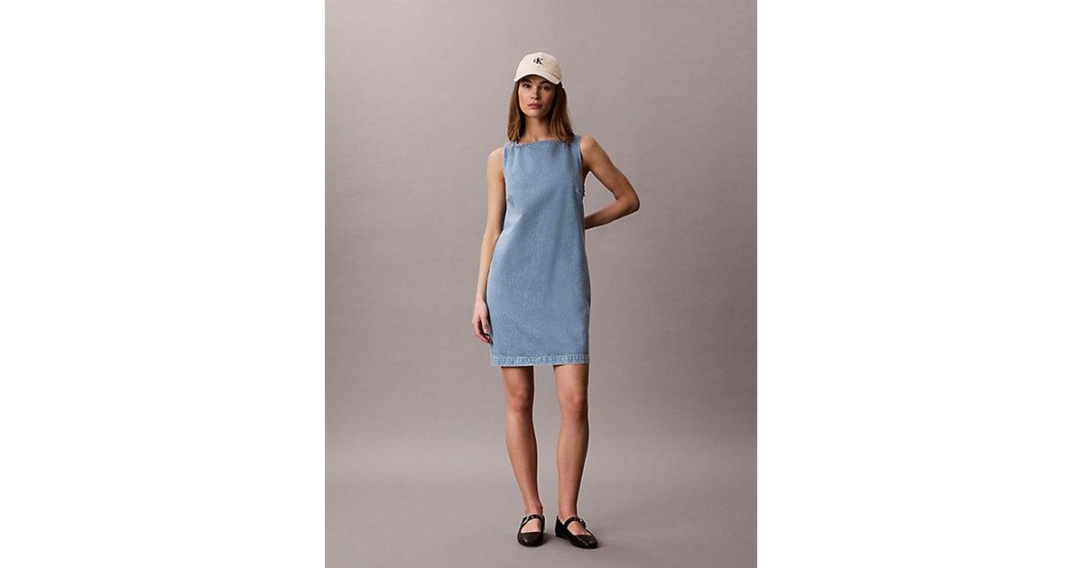 Calvin Klein Jeans Denim Mini Shift Dress in Blue