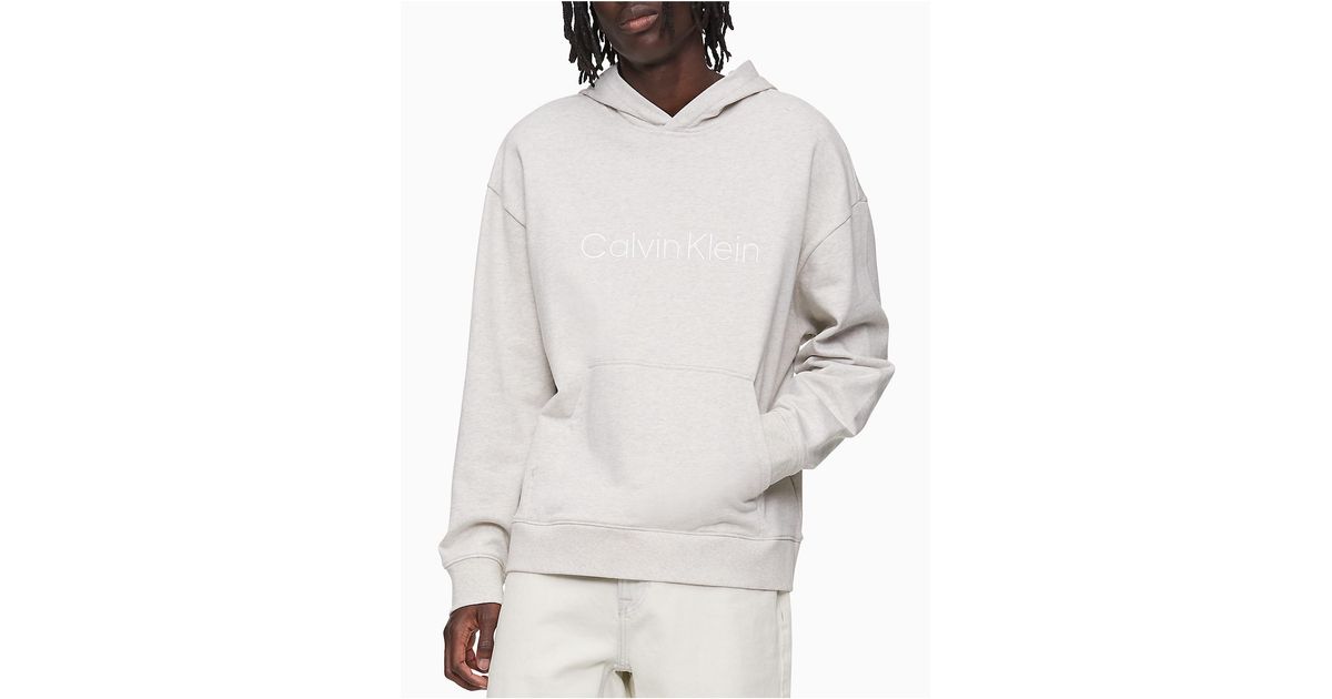Calvin Klein Relaxed Fit Standard Logo Hoodie in Gray for Men | Lyst