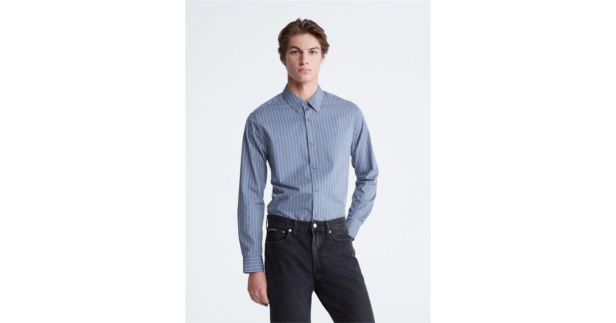 Calvin Klein Thin Stripe Button-down Shirt in Blue for Men | Lyst