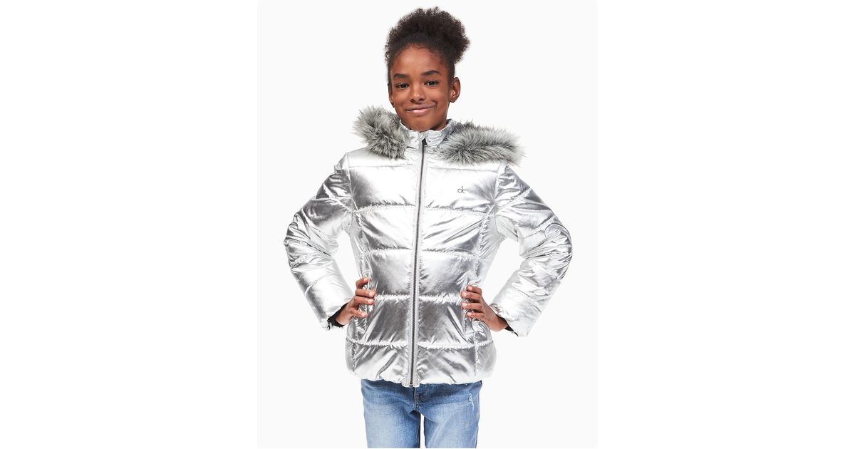 calvin klein big girls belted puffer jacket