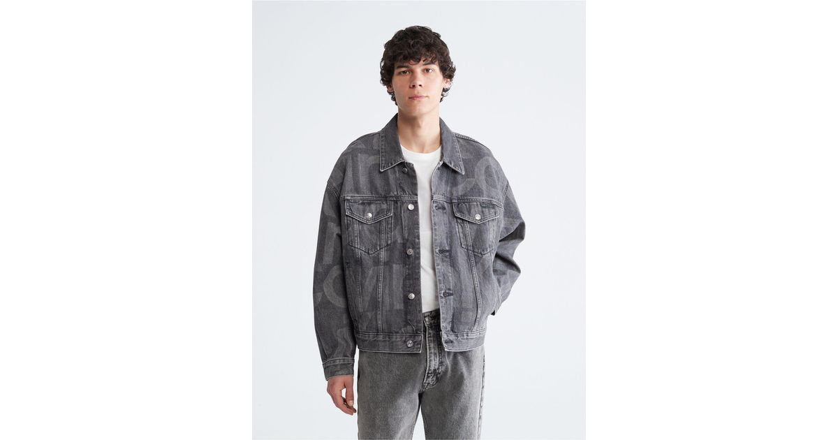 Calvin Klein Black Denim Archive Trucker Jacket in Gray for Men Lyst