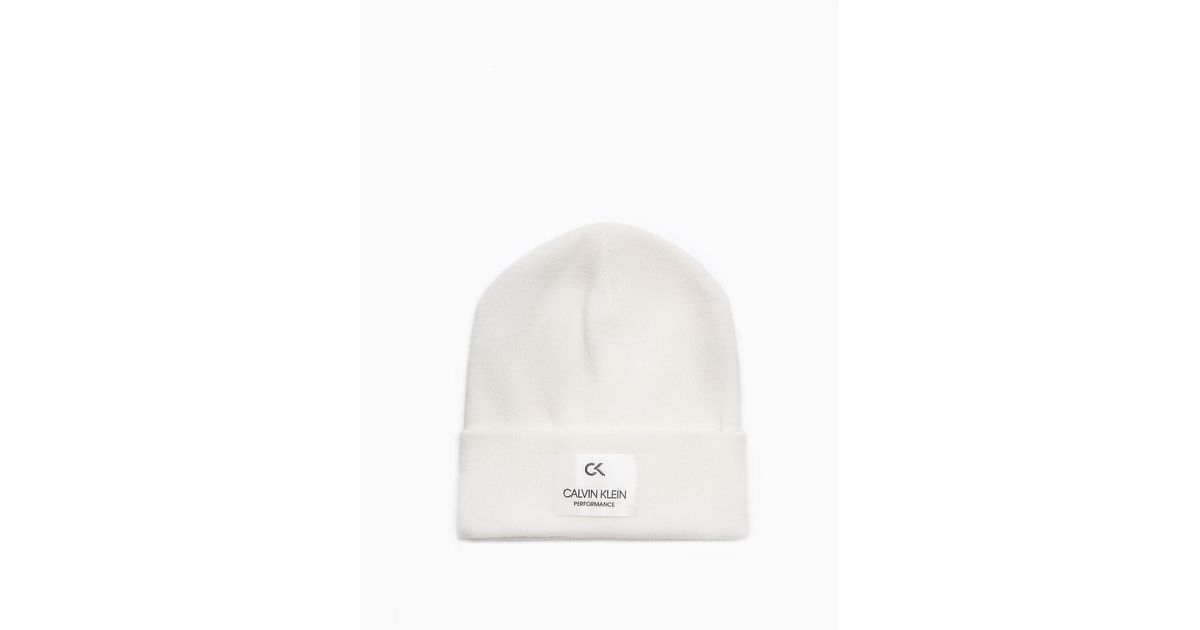 calvin klein white beanie