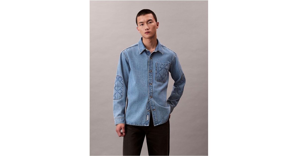 Calvin Klein Calvin Klein 90S Emblem Denim Overshirt in Blue for