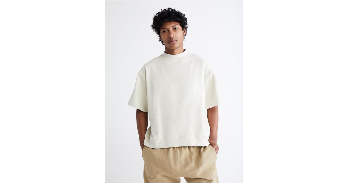 Calvin Klein Standards Fleece Short Sleeve Sweatshirt in Bone White (White)  | Lyst