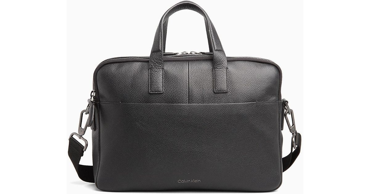 calvin klein leather briefcase