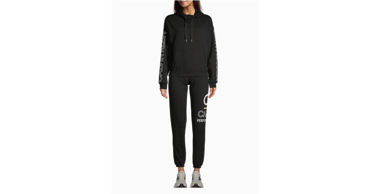 Calvin Klein Cotton Performance Color Stripe Logo Drawstring Joggers in Black - Lyst