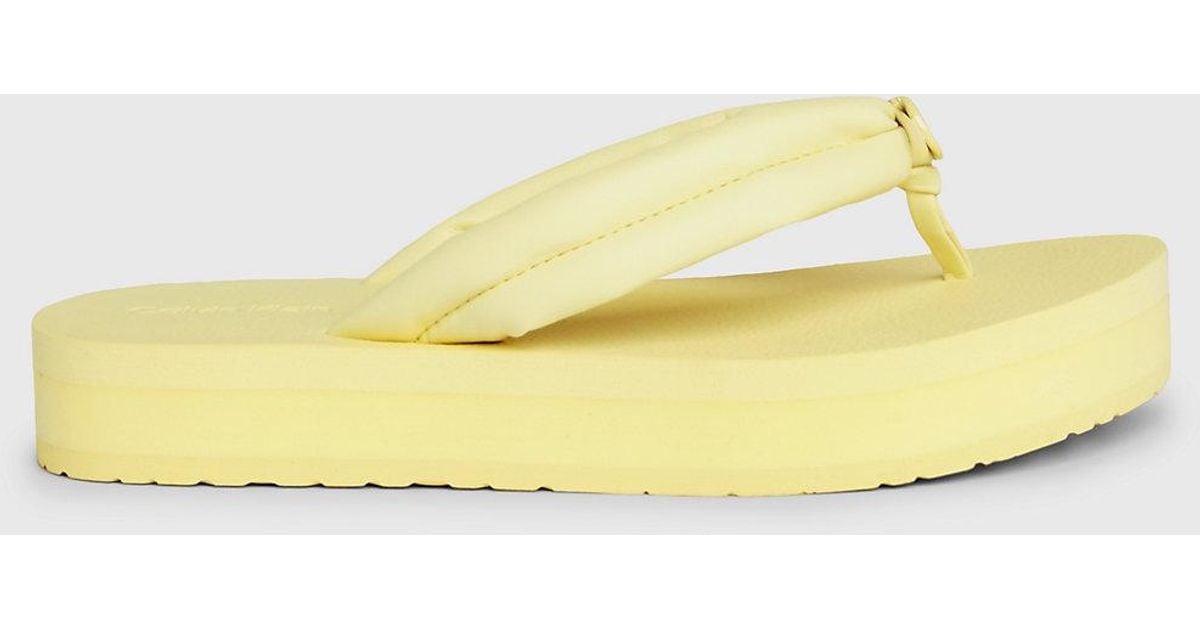 Thong Yellow Flatform Calvin Klein Platform Flip Flops In Yellow