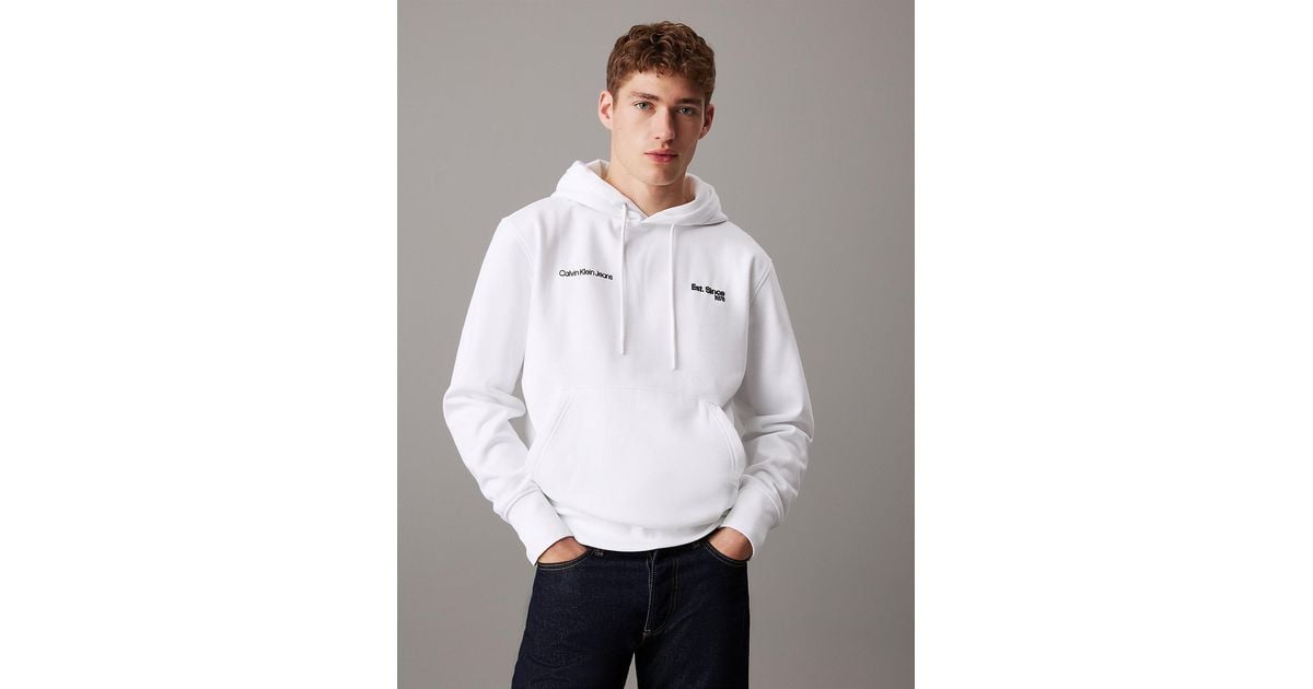 Calvin Klein Multi Logo Hoodie in White for Men Lyst UK
