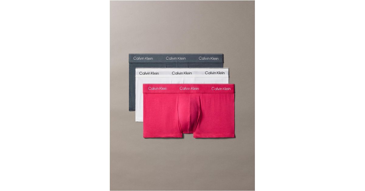 Calvin Klein 3 Pack Low Rise Trunks in Pink for Men | Lyst