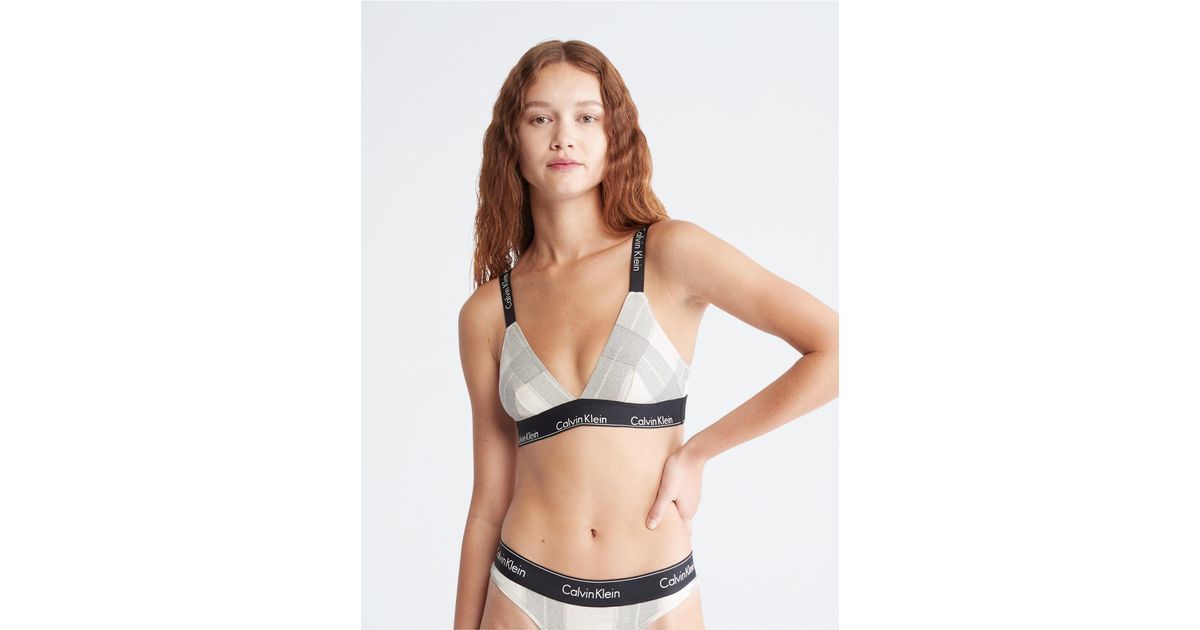 Calvin Klein unlined bralette with large logo banded detail in