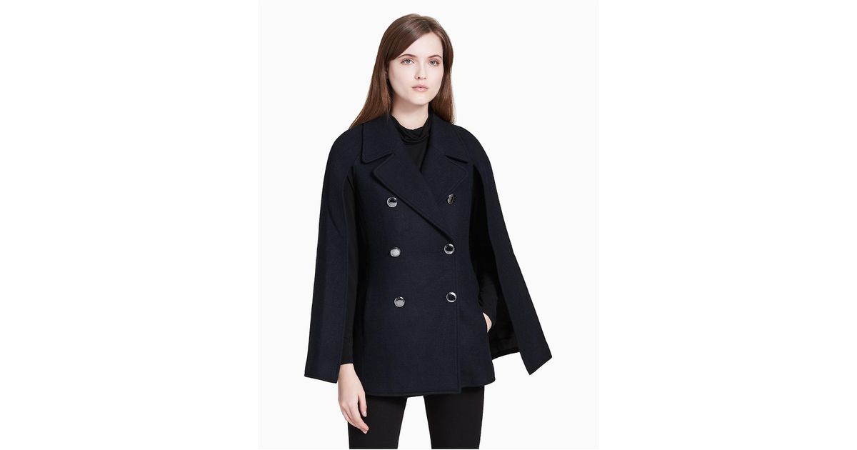 calvin klein double breasted cape coat