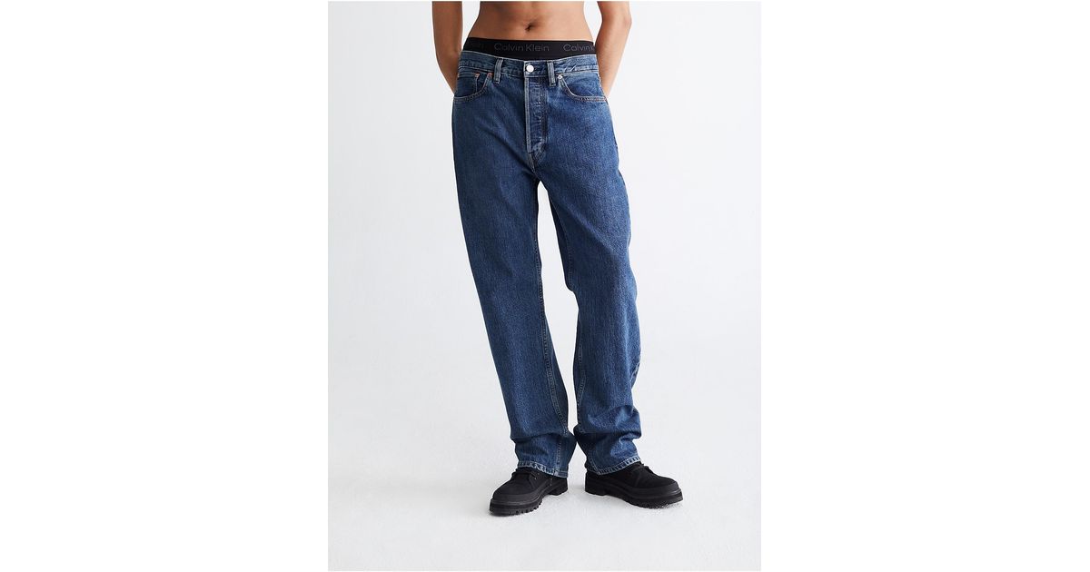 Calvin Klein Standards Stone Indigo Rinse Straight Leg Jeans in Blue | Lyst