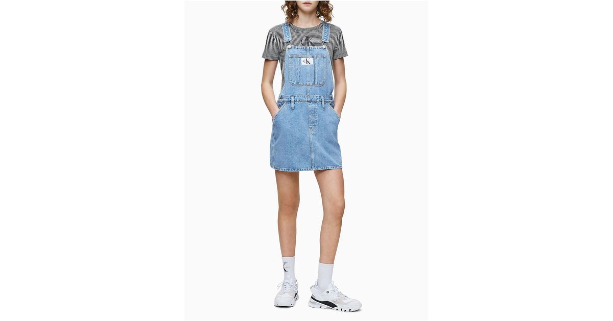 Calvin Klein Monogram Logo Overall Dress in Blue | Lyst