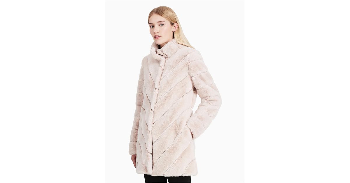 Calvin Klein Chevron Faux Fur Coat | Lyst Canada