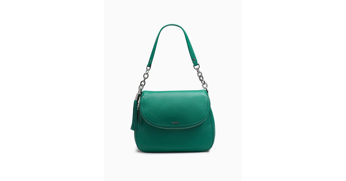 calvin klein pebble leather hobo