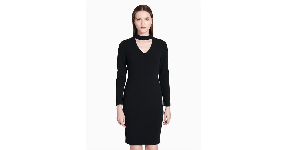calvin klein black v neck dress