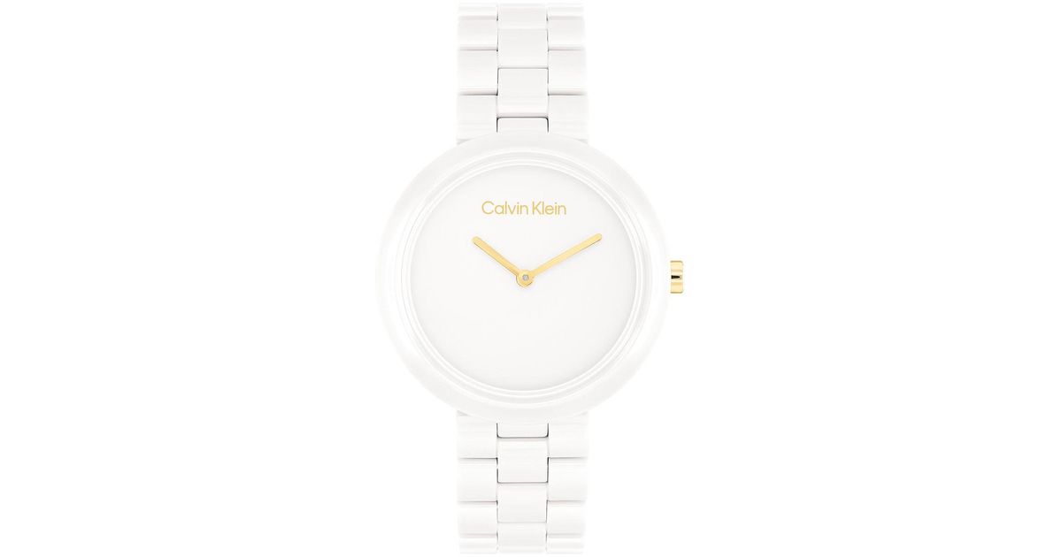 Calvin Klein Ceramic Minimalist Watch in White | Lyst UK