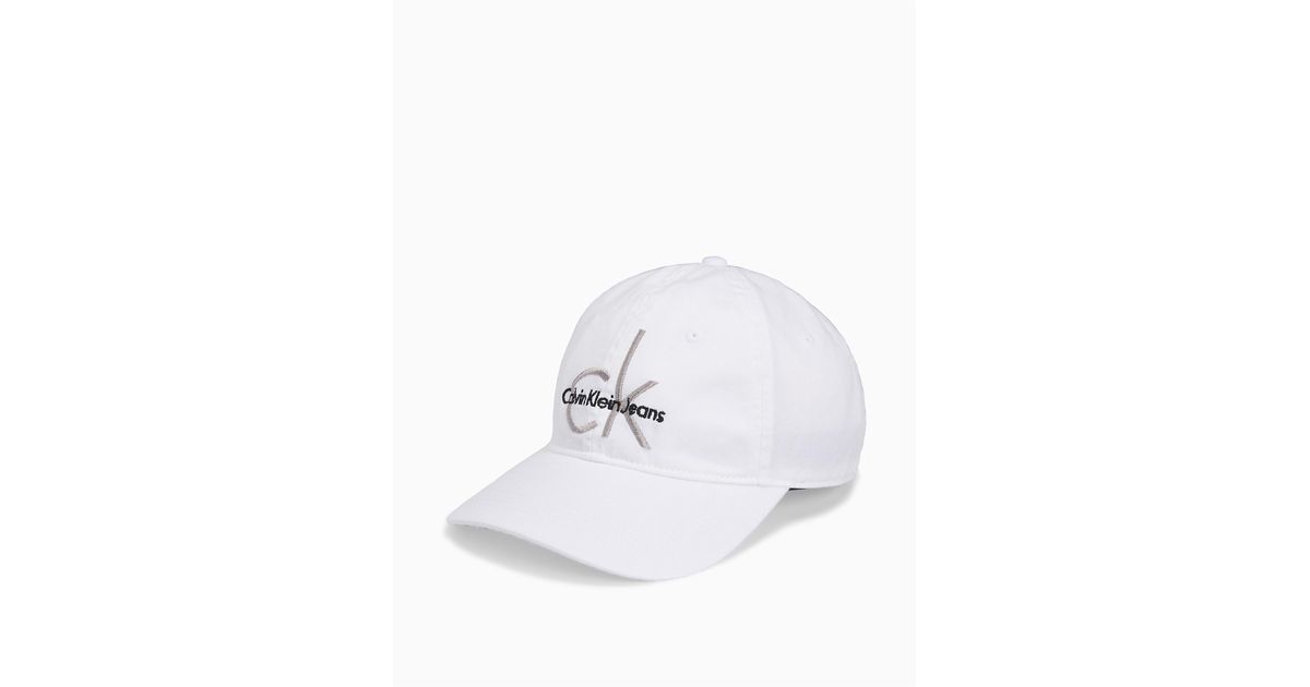 Calvin Klein Ck Logo Cotton Hat in White for Men - Lyst
