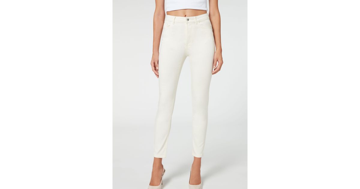 Jeans push up skinny a vita alta di Calzedonia in Bianco | Lyst