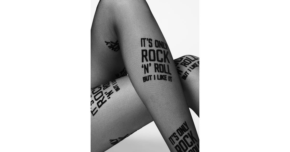 Calzedonia Rolling Stones Mesh 40 Denier Tights in Black | Lyst UK