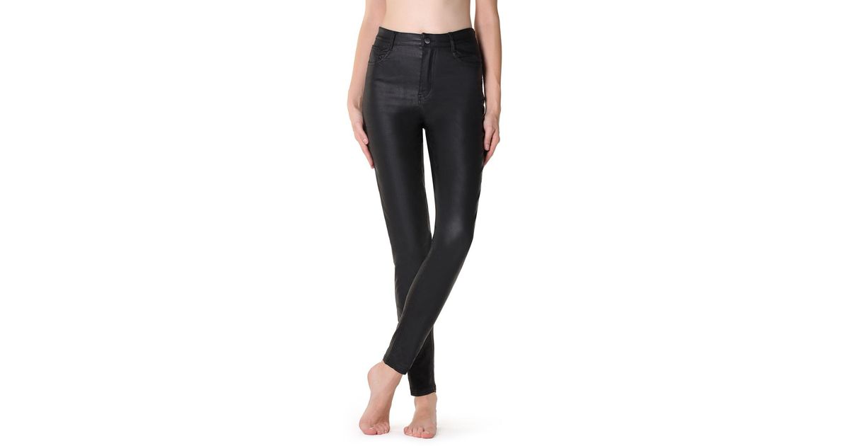 black leather effect leggings