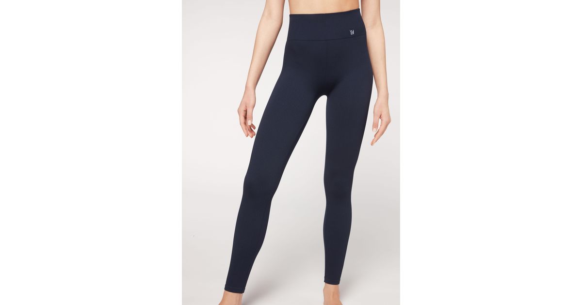 Leggings seamless con canalé fino Calzedonia de color Azul | Lyst