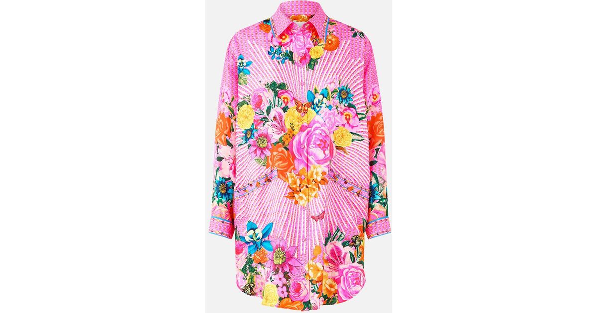 CAMILLA Shirt Tunic With Pockets Illustration Nation in Pink | Lyst UK
