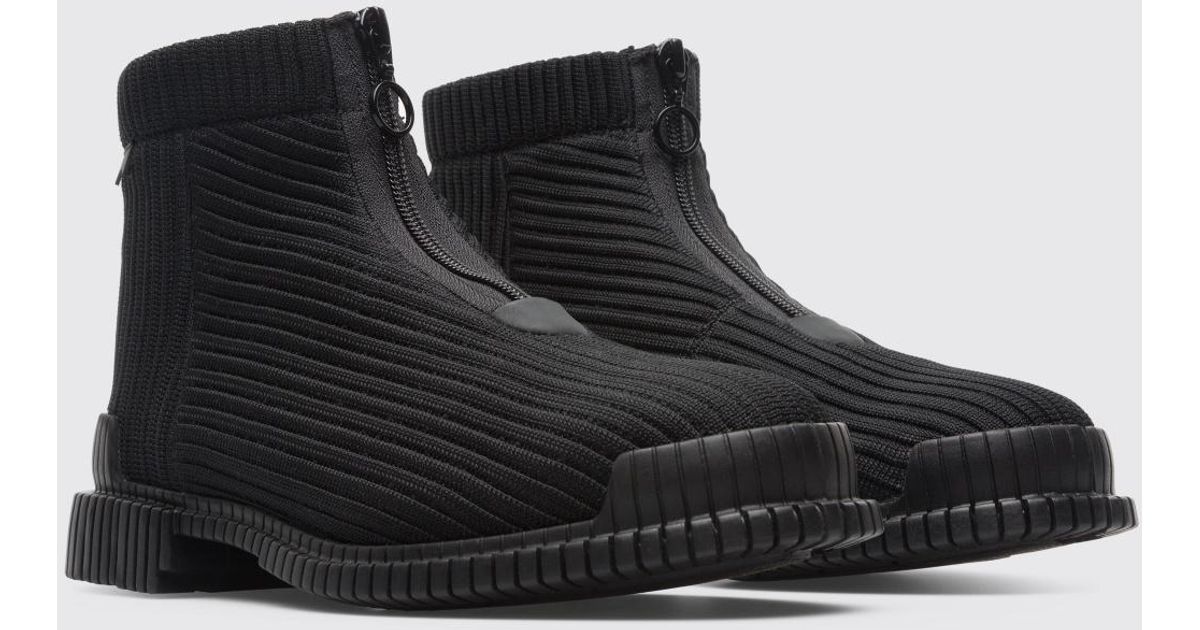 camper black ankle boots