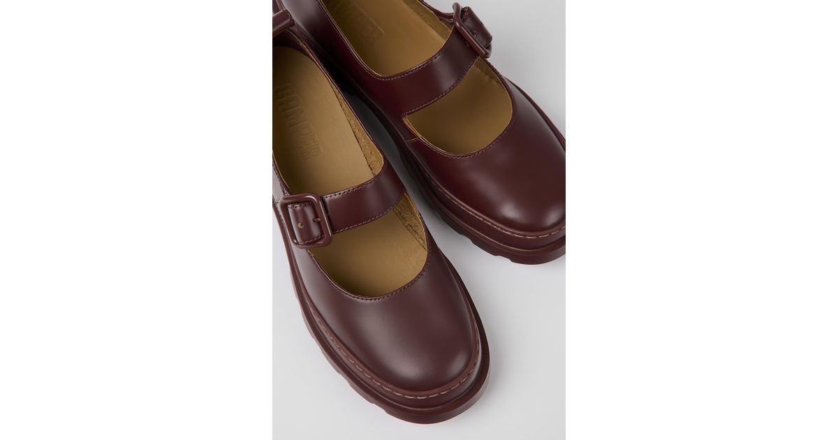 Camper Leather Mary Jane Flats in Burgundy (Brown) Lyst