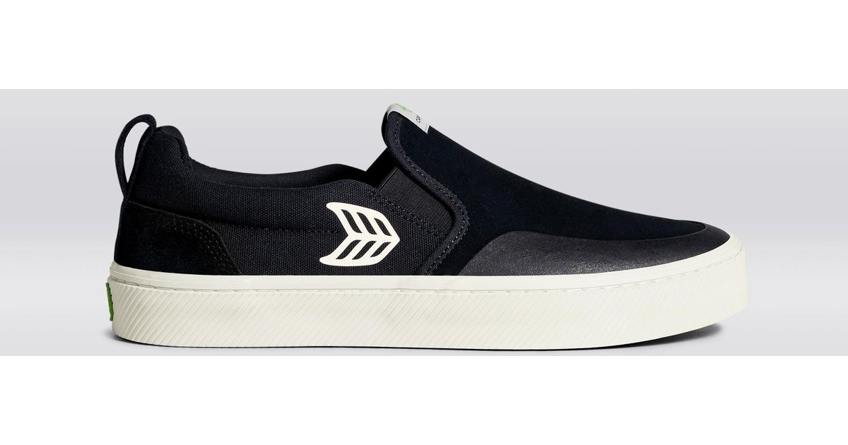 CARIUMA Slip On Skate Pro Suede And Canvas Logo Sneaker in Black/Ivory