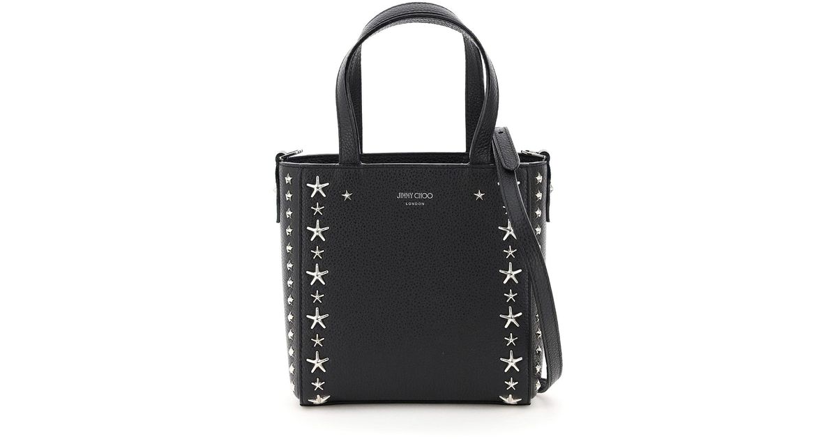 Jimmy Choo Leather Pegasi Mini Tote Bag in Black Silver (Black) - Save ...