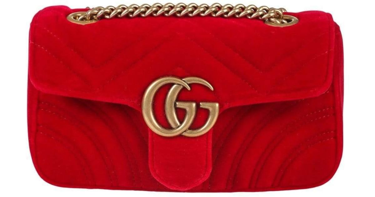 gucci red velvet marmont bag