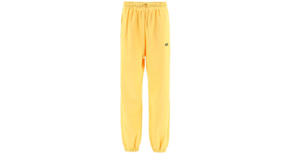 424 Fleece Sweatpants With Logo Embroidery in Yellow for Men - Save 2% - Lyst