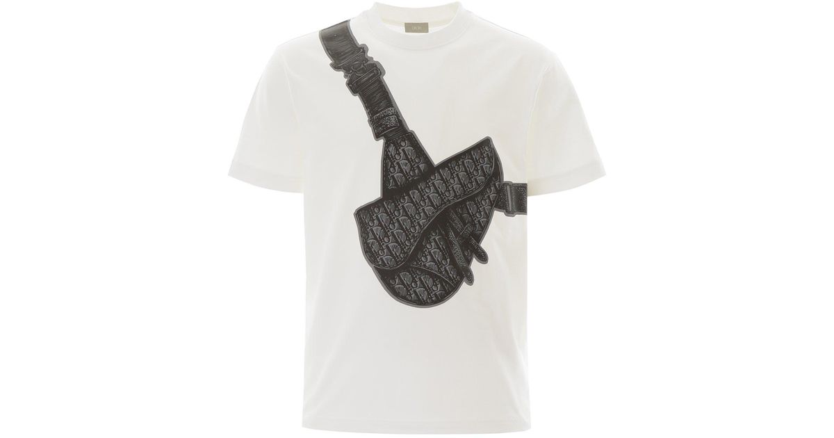 Dior Cotton Saddle Bag Print T-shirt in White for Men - Lyst