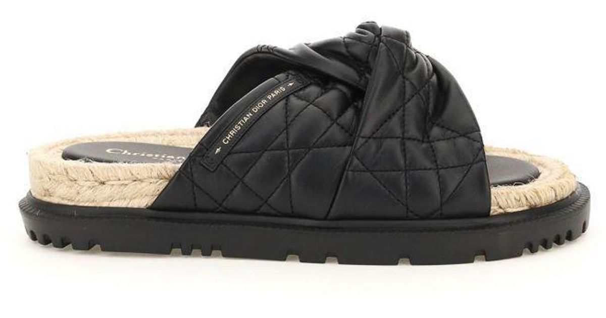 Dior Cannage Leather Dtwist Slides in Black Lyst Australia