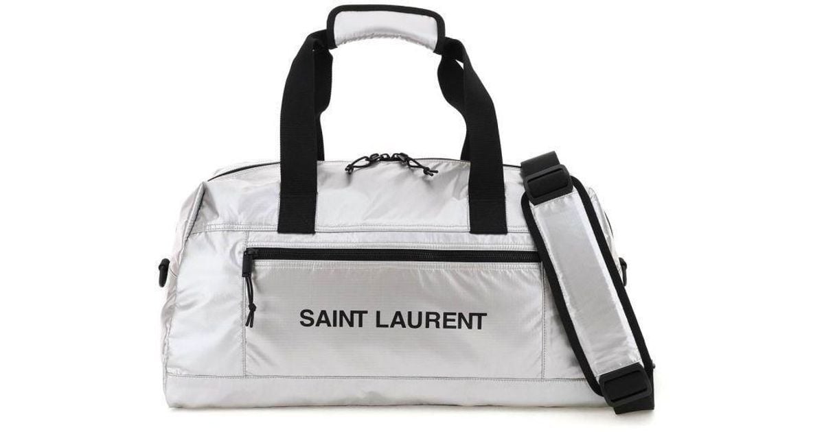 Saint Laurent Synthetic Metallized Nylon Nuxx Duffle Bag in Silver ...