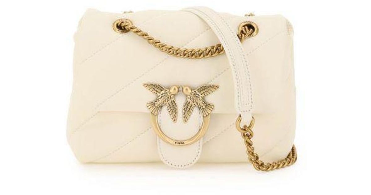 Pinko Leather Love Mini Puff Maxi Quilt Bag in White | Lyst