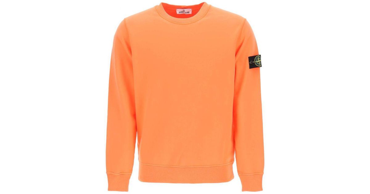 Stone Island Cotton Crew Neck Sweatshirt in Orange for Men | Lyst