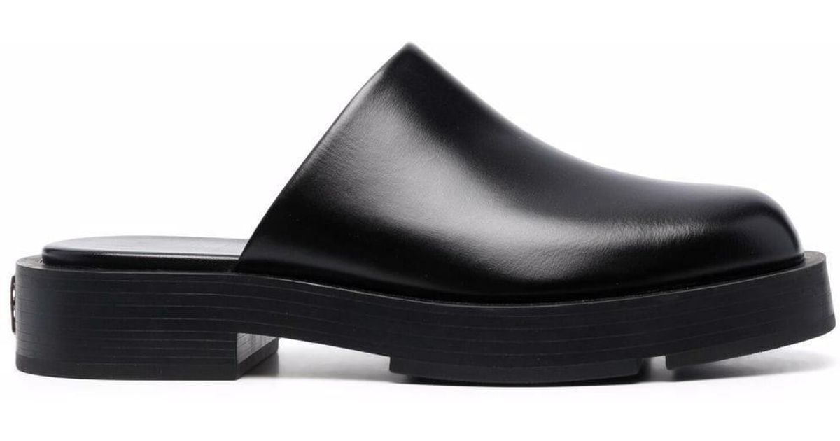 Givenchy Leather Logo Plaque Block-heel Mules in Black - Lyst