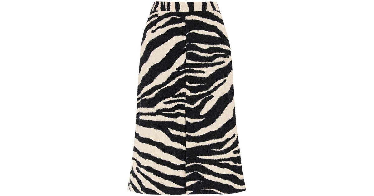 Dries Van Noten Synthetic Zebra-patterned Chenille Midi Skirt in White ...