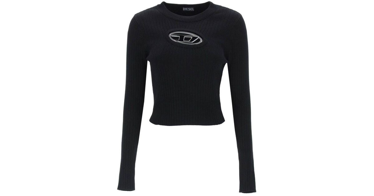 DIESEL Synthetic Logo Cutout Top in Black Save 22 Lyst