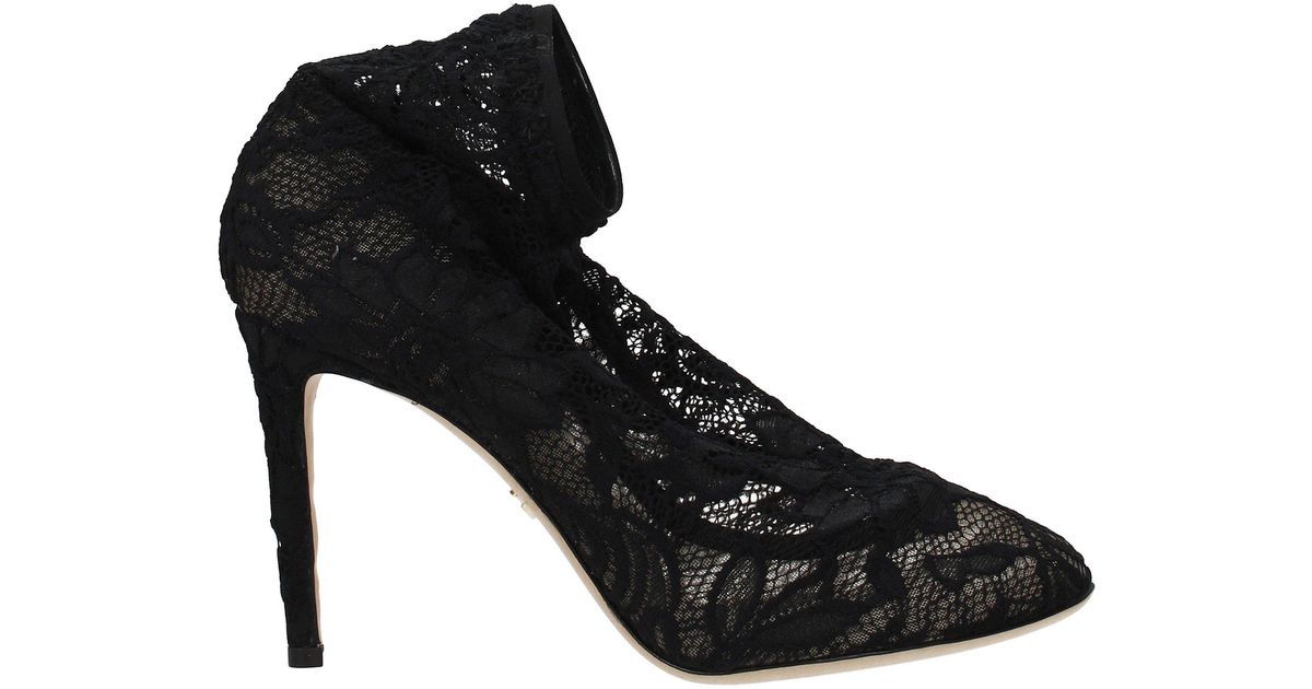 Dolce & Gabbana Lace Ankle Boots Bette Women Black - Lyst