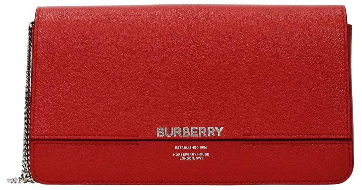 Burberry Clutches Leather in Red - Lyst