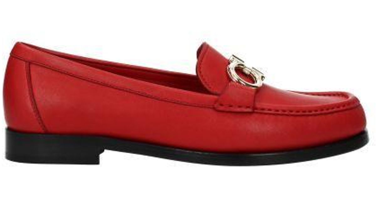 Ferragamo Leather Loafers Rolo Women Red - Lyst