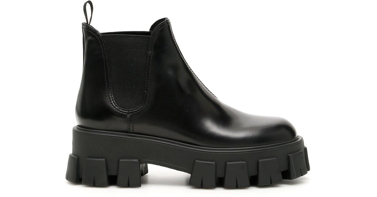 prada monolith brushed leather booties